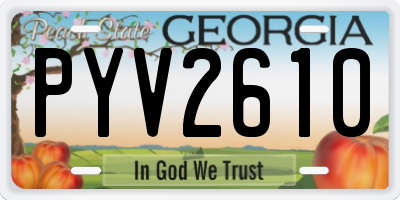 GA license plate PYV2610