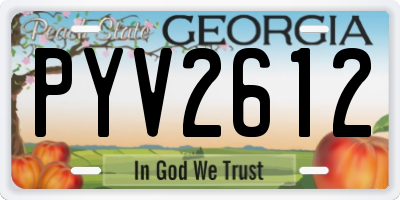 GA license plate PYV2612