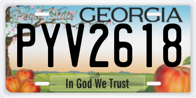 GA license plate PYV2618