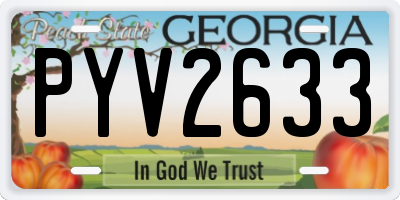 GA license plate PYV2633