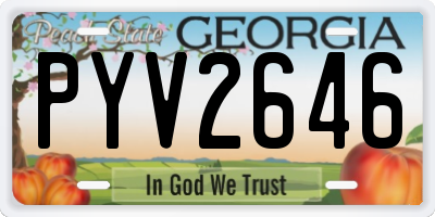 GA license plate PYV2646