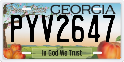 GA license plate PYV2647