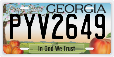 GA license plate PYV2649