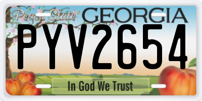 GA license plate PYV2654