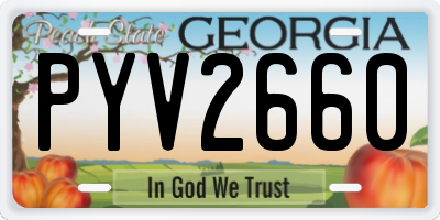 GA license plate PYV2660