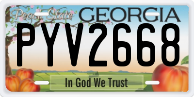 GA license plate PYV2668