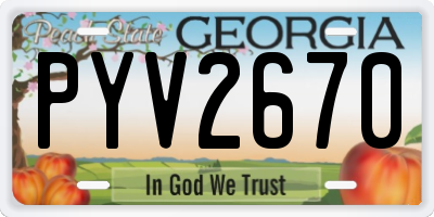 GA license plate PYV2670