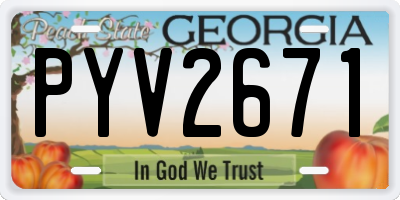 GA license plate PYV2671