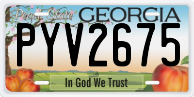 GA license plate PYV2675