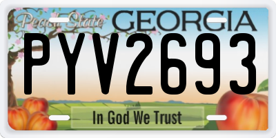 GA license plate PYV2693