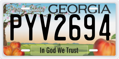 GA license plate PYV2694