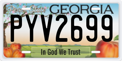 GA license plate PYV2699