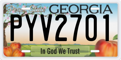 GA license plate PYV2701