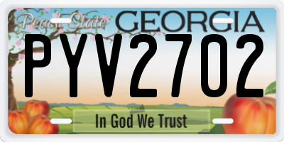 GA license plate PYV2702