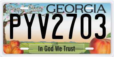 GA license plate PYV2703