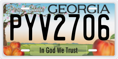 GA license plate PYV2706