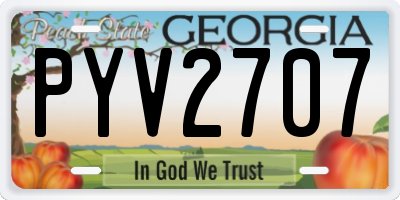 GA license plate PYV2707