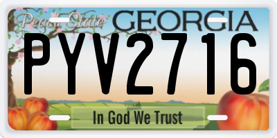 GA license plate PYV2716