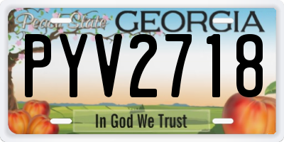 GA license plate PYV2718