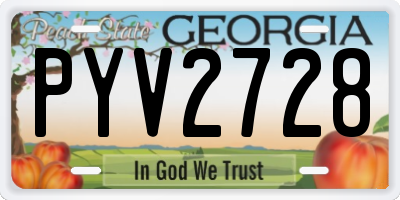 GA license plate PYV2728