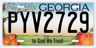 GA license plate PYV2729