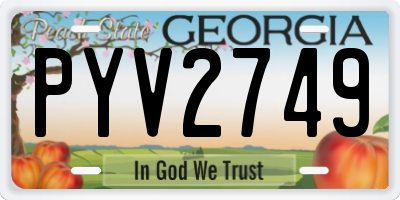 GA license plate PYV2749