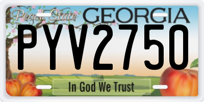 GA license plate PYV2750