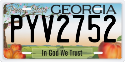 GA license plate PYV2752