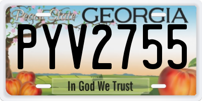 GA license plate PYV2755
