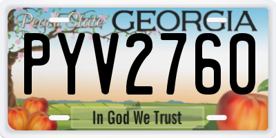 GA license plate PYV2760