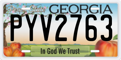 GA license plate PYV2763