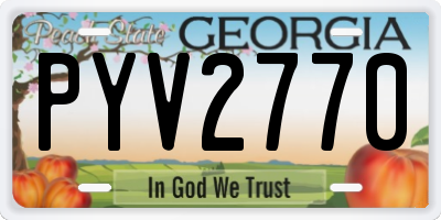 GA license plate PYV2770