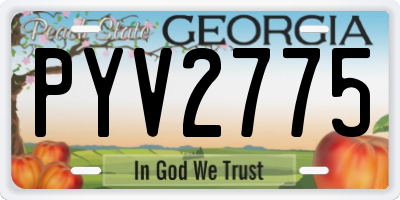 GA license plate PYV2775