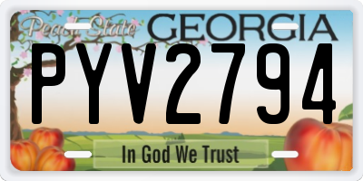 GA license plate PYV2794