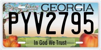 GA license plate PYV2795