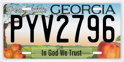 GA license plate PYV2796