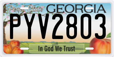 GA license plate PYV2803
