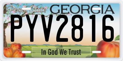 GA license plate PYV2816