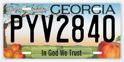 GA license plate PYV2840