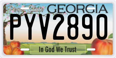 GA license plate PYV2890