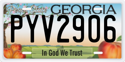 GA license plate PYV2906