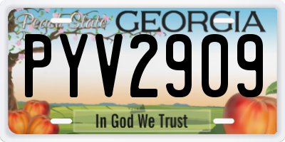 GA license plate PYV2909