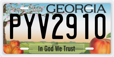 GA license plate PYV2910