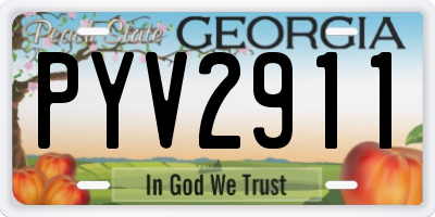 GA license plate PYV2911