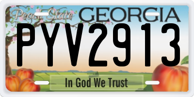 GA license plate PYV2913