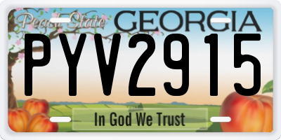 GA license plate PYV2915