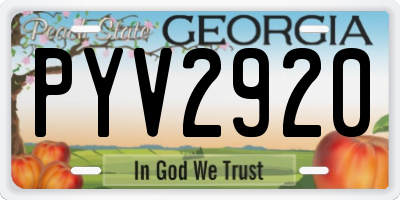 GA license plate PYV2920