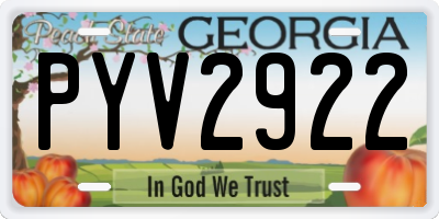 GA license plate PYV2922