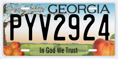 GA license plate PYV2924