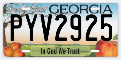 GA license plate PYV2925